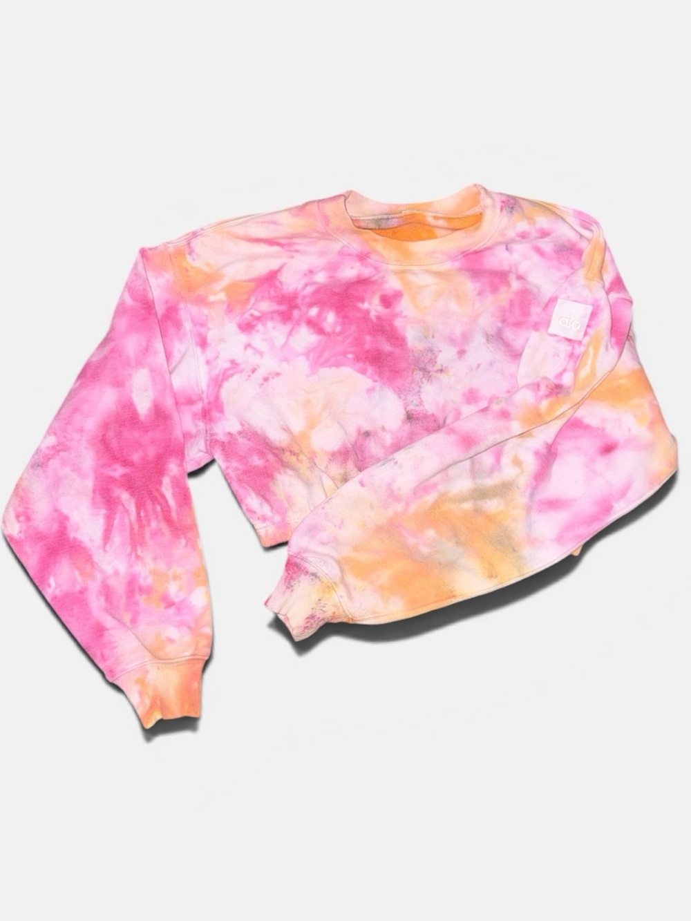 ALO YOGA - Devotion Cropped Crew Neck Sweatshirt - Ice Dyed  - small READ